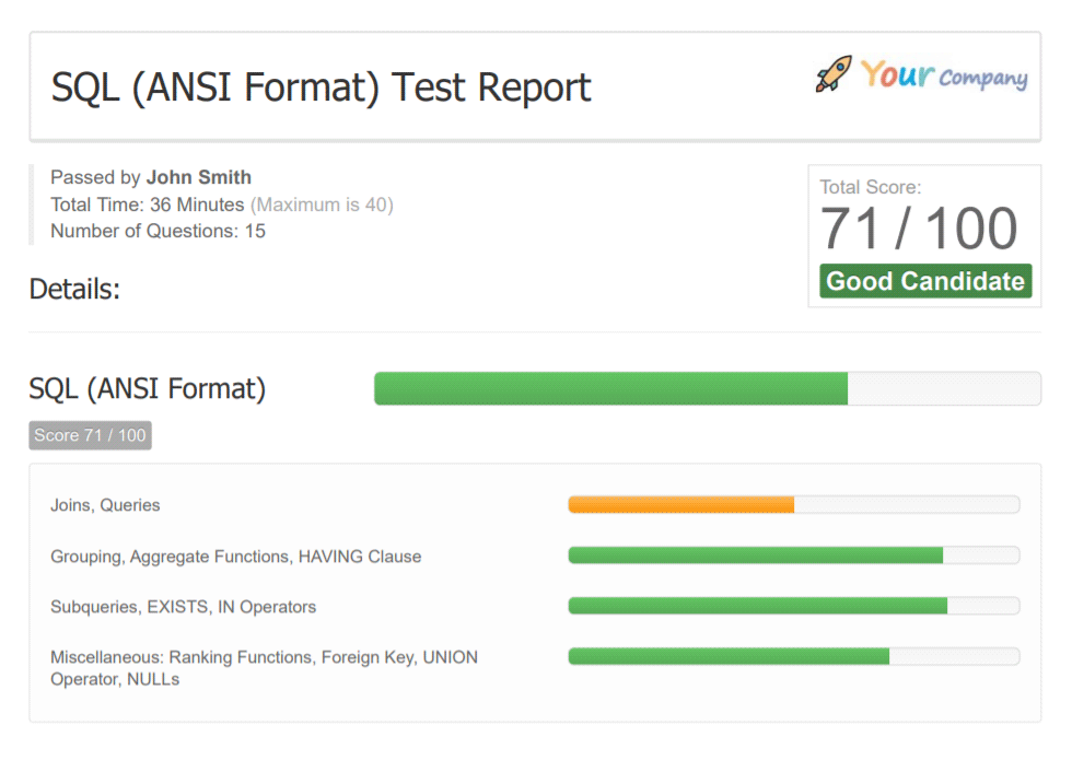 SQL Test Report